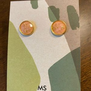 Pink with gold foil stud earrings